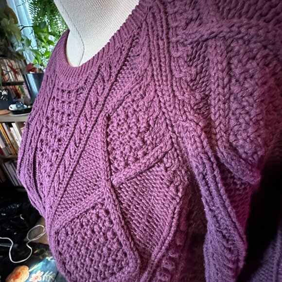 Gap | Burgundy Oversized Mixed Cable-Knit Sweater | Size XXL - Picture 4 of 4